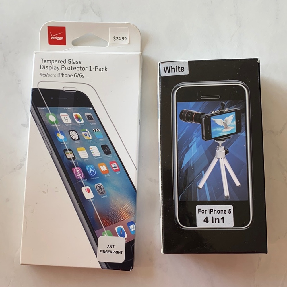 iPhone glass protector and tripod telescope
